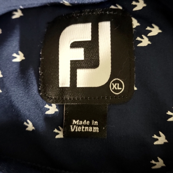 FootJoy Lisle Flock Of Birds Print Self Collar Golf Polo Shirt XL with Club Logo - Picture 8 of 8